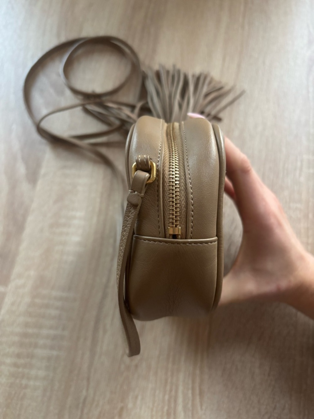 Saint Laurent Beige Crossbody Blogger Bag with Tassel and YSL Logo - Picture 3 of 7